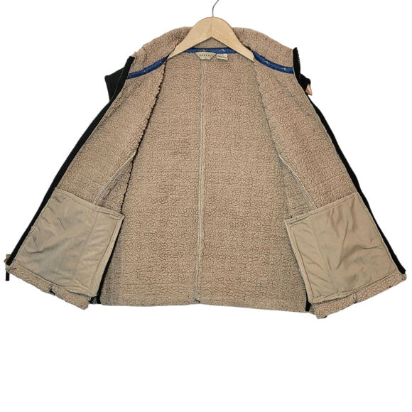 Tsunami Black Quilted Sherpa Vest Zip Front Casual Cozy Outdoor Fall Layering L - Picture 6 of 13